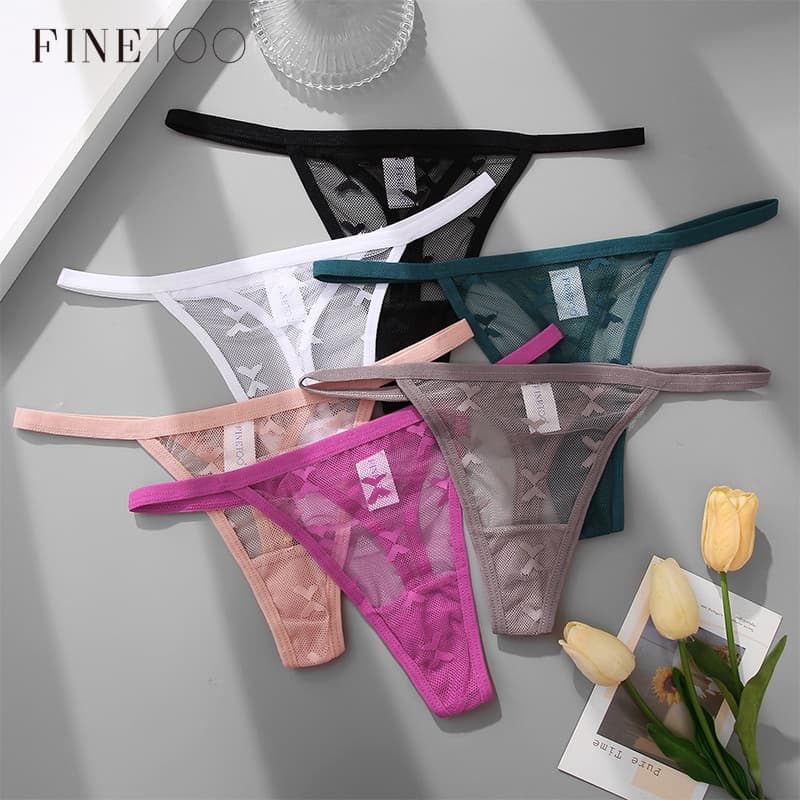 Finetoo กางเกงชั้นใน ผ้าตาข่าย ลูกไม้ ลายดอกไม้ เซ็กซี่ สําหรับผู้หญิง S-XL รูปที่ 1
