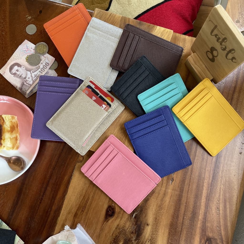 card holder หนังวัวแท้คุณภาพดี ซองหนัง กระเป๋าบัตร ซองบัตร Card Holder Mini Wallet Saffiano S5-58 รูปที่ 3