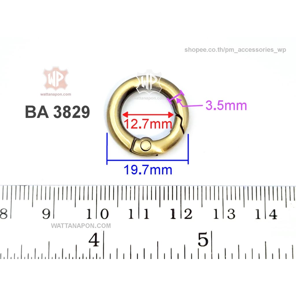 BA 3829 ตะขอกลม ห่วงสปริง 1/2 นิ้ว 2ชิ้น Gate Spring O-Ring Clasp 1/2 inch 2 pieces รูปที่ 3
