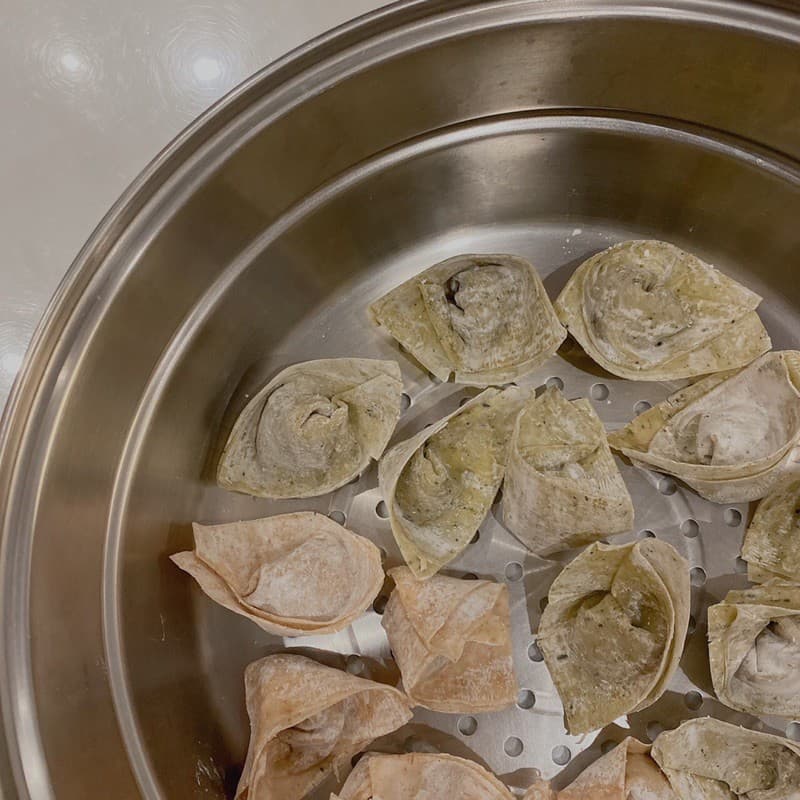 เกี๊ยวผัก spinach, kale and spirulina wonton เกี๊ยวสดแผ่นใหญ่ กรอบฟู ไม่ใส่สารกันบูด รูปที่ 7