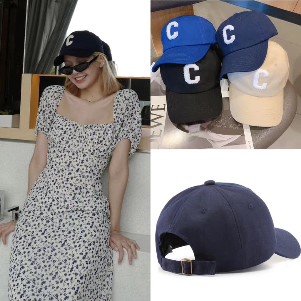 150 หมวกแก๊ปเบสบอลปักลายตัวอักษร C แบบ Lisa ใส่ เหมาะสำหรับผู้ชายและผู้หญิง ไทยใส่กล้อง รูปที่ 1