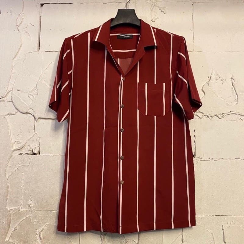 เสื้อฮาวาย ลายทาง ลายริ้ว เสื้อเชิ้ต hawaii เชิ้ตเกาหลีไซส์m l xl 2xl 3xl 4xl ผ้านิ่มใส่สบายไม่ร้อน ใส่ได้ทั้งชายและหญิง รูปที่ 7
