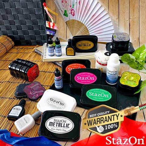 StazOn แท่นปั๊ม หมึกกันน้ำ ญี่ปุ่น มี 9 สีให้เลือก ขนาด7.6X4.7ซม.ประทับพลาสติก,ผ้า,แก้ว,ไม้,อะคริลิค รูปที่ 6