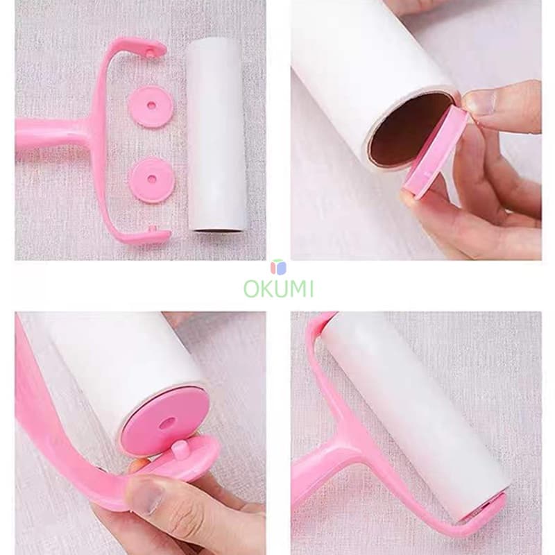 OKUMI_SHOP ลูกกลิ้งทำความสะอาด ลูกกลิ้งกำจัดขน เก็บขนและฝุ่น สีชมพู รูปที่ 7