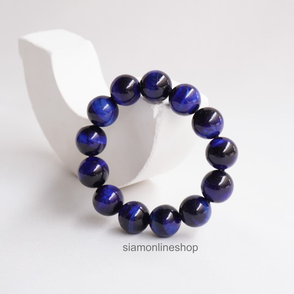 BLUE TIGEREYE หินบลูไทเกอร์อาย พลอยตาเสือสีน้ำเงิน เลือกขนาดเม็ดหินได้ สร้อยข้อมือหินแท้ by siamonlineshop รูปที่ 7