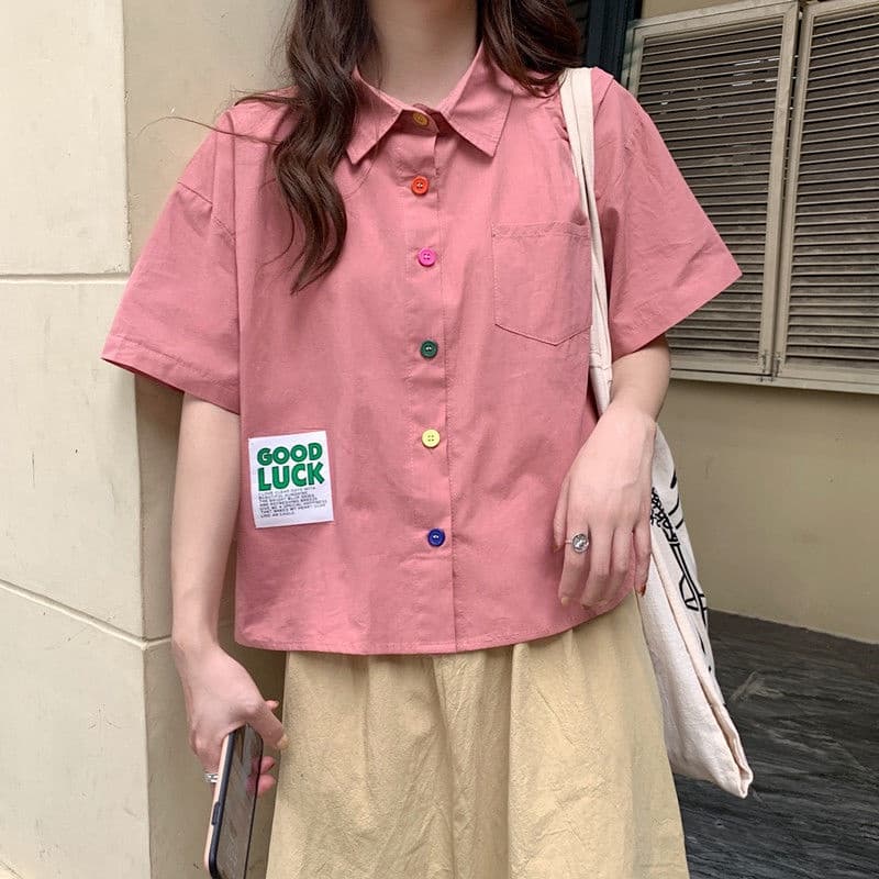 Wangda girlsเสื้อสไตล์หวาน เสื้อเชิ้ตเกาหลีทรงหลวม รูปที่ 1