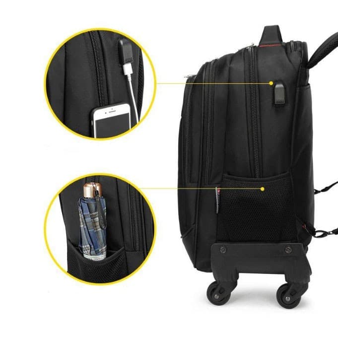 กระเป๋าเป้ล้อลาก 4 ล้อ มีช่องใส่โน๊ตบุ๊ค มีช่องUSB กันน้ำได้ รูปที่ 3