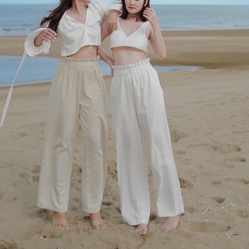 กางเกงมินิมอล YAIMAIPANTS กางเกงทะเล กางเกงขายาวผ้าฝ้าย รูปที่ 3