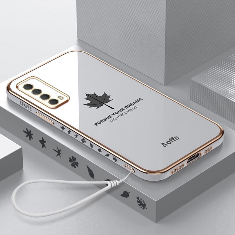 ปลอกสไตล์ใบเมเปิ้ล Huawei Y7A เคสโทรศัพท์ทรงสี่เหลี่ยมเคสชุบอ่อน รูปที่ 5