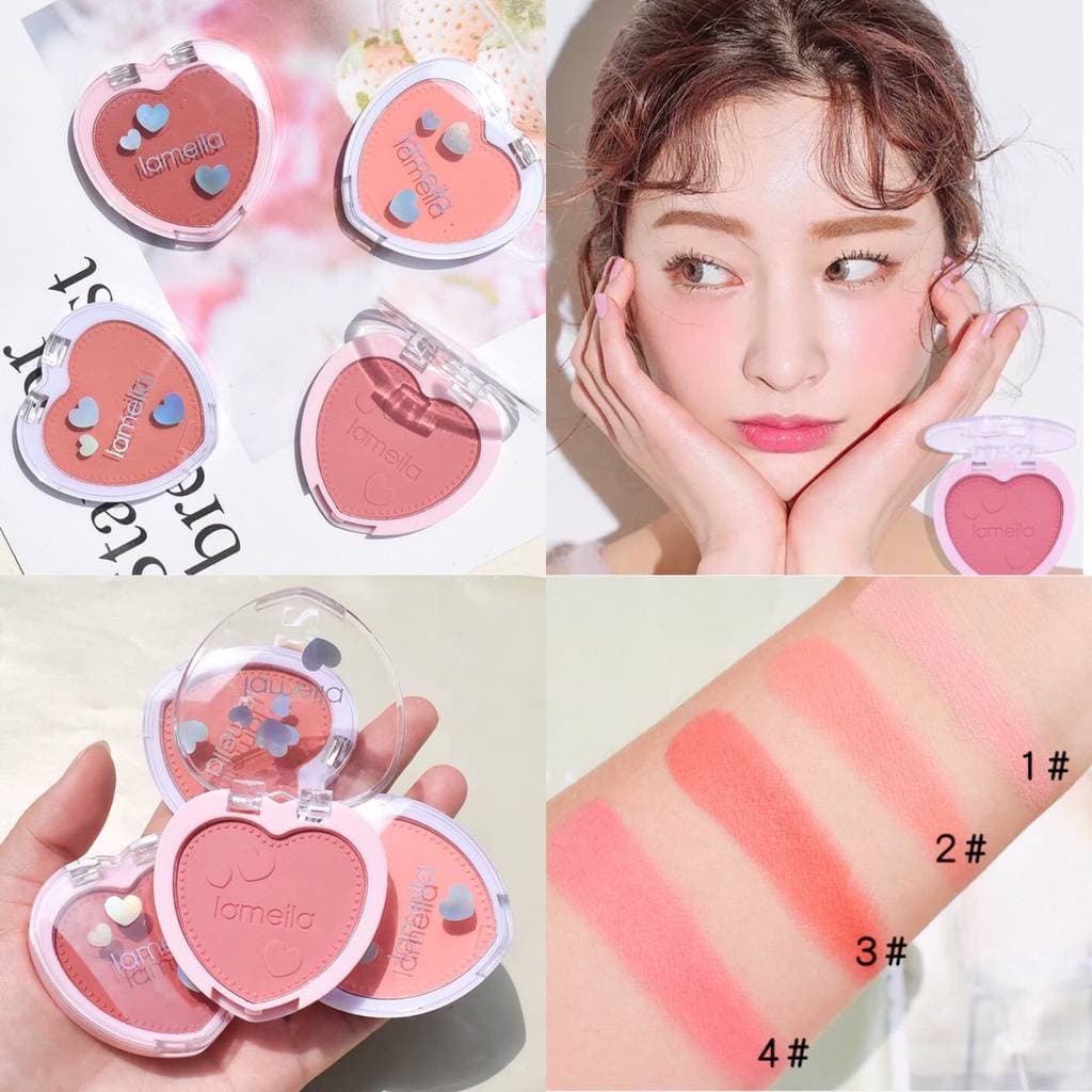 N064 ลาเมล่าบลัชออนหัวใจ เนื้อดี สีสวย บลัชออนโทนส้ม ส้มพีช ชมพูพีช รูปที่ 4