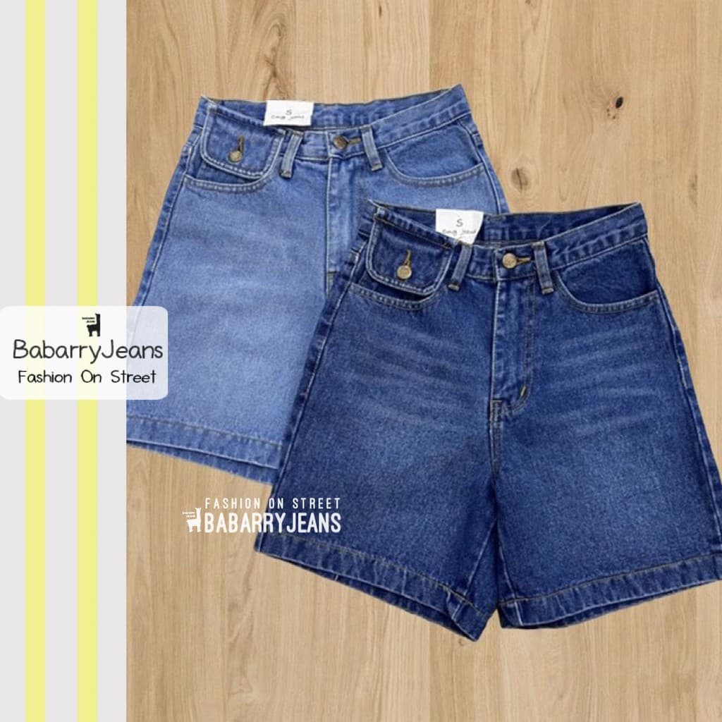 BabarryJeans ยีนส์สามส่วน วินเทจ เอวสูง ผ้าไม่ยืด รุ่นเรียบ คลาสสิค สียีนส์เข้ม / สียีนส์อ่อน รูปที่ 1