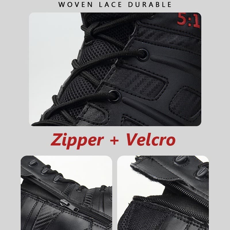 39-47 รองเท้าทหาร Mens Military Tactical Boots Leather Desert Army Combat Hiking Shoes รูปที่ 3
