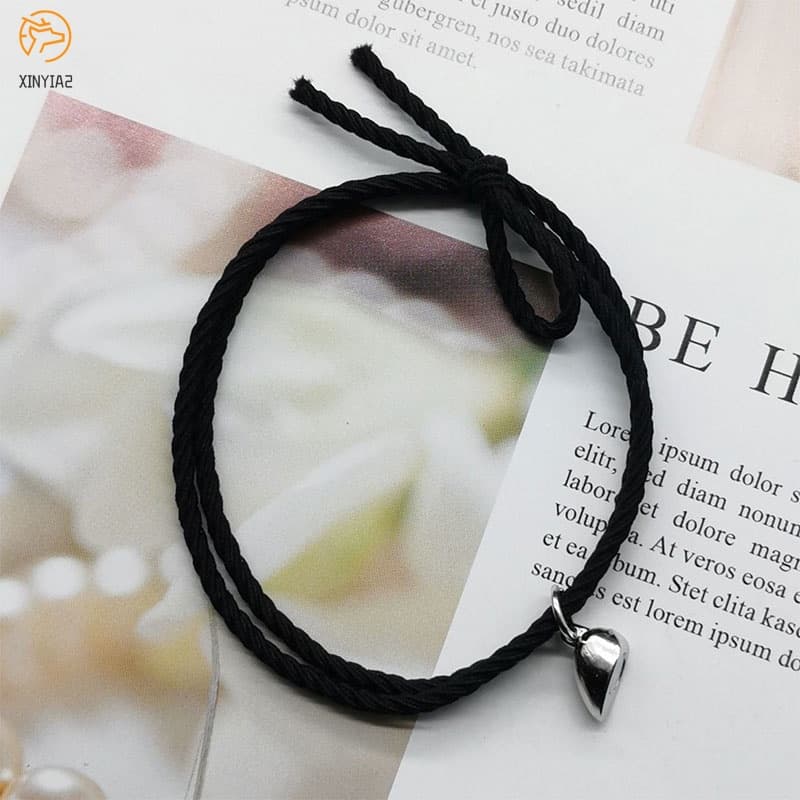 2 ชิ้นสร้อยข้อมือคู่จี้แม่เหล็ก คู่สร้างสรรค์เสน่ห์เครื่องประดับคนรักของขวัญ/คู่แม่เหล็กทอ รูปที่ 7