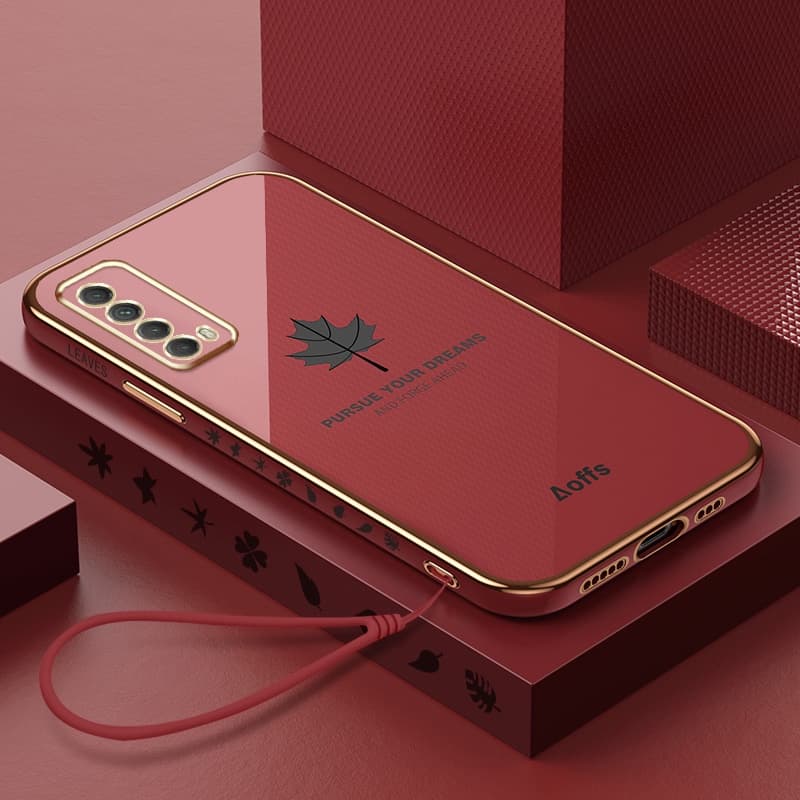 ปลอกสไตล์ใบเมเปิ้ล Huawei Y7A เคสโทรศัพท์ทรงสี่เหลี่ยมเคสชุบอ่อน รูปที่ 3