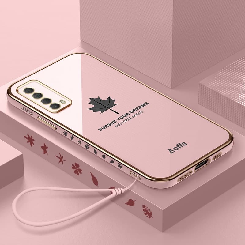 ปลอกสไตล์ใบเมเปิ้ล Huawei Y7A เคสโทรศัพท์ทรงสี่เหลี่ยมเคสชุบอ่อน รูปที่ 2