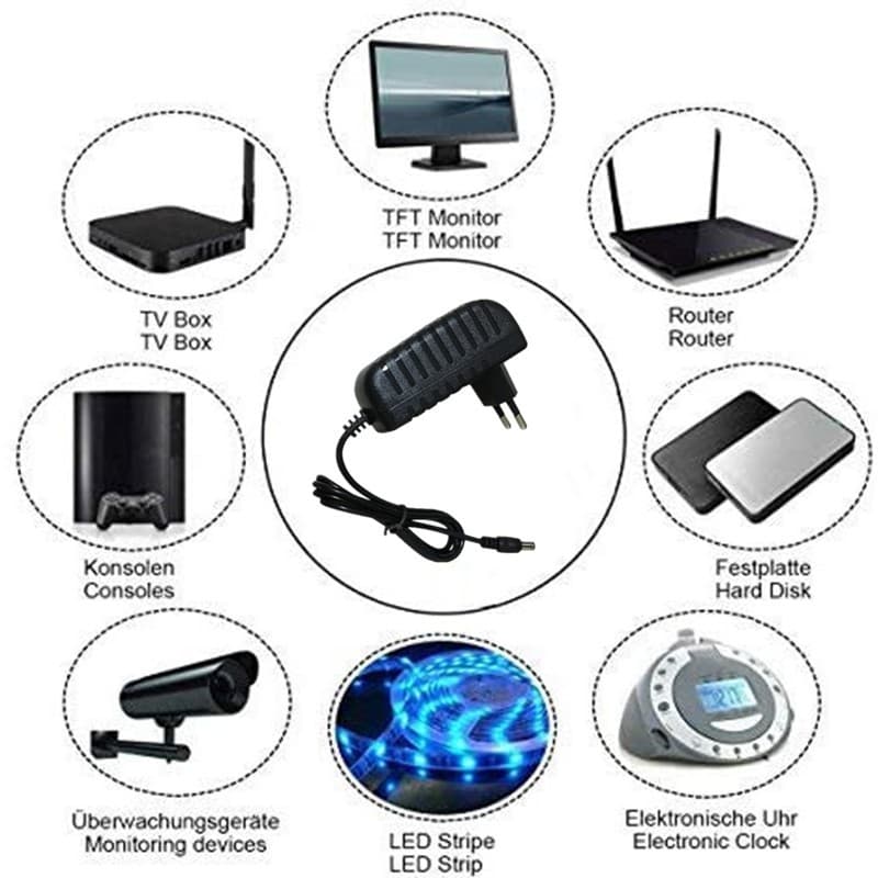 DC Adapter 12V 2A อะแดปเตอร์ CCTV Adapter 12V 2A 2000 mAh สำหรับกล้องวงจรปิด รูปที่ 2