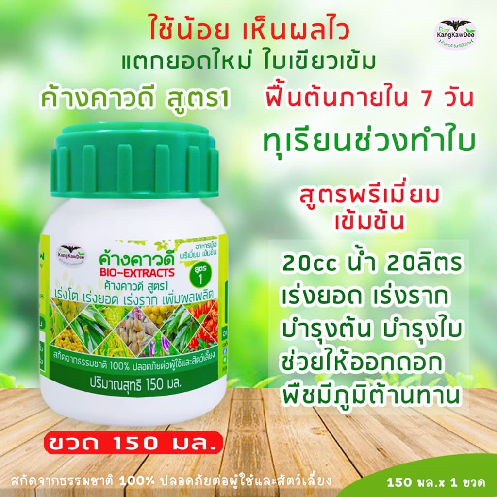 ปุ๋ยทุเรียนช่วงทำใบ เพิ่มใบ ค้างคาวดีสูตร1 ฟื้นต้น เร่งแตกยอด สร้างใบใหม่ สะสมอาหาร F1-150ML รูปที่ 3