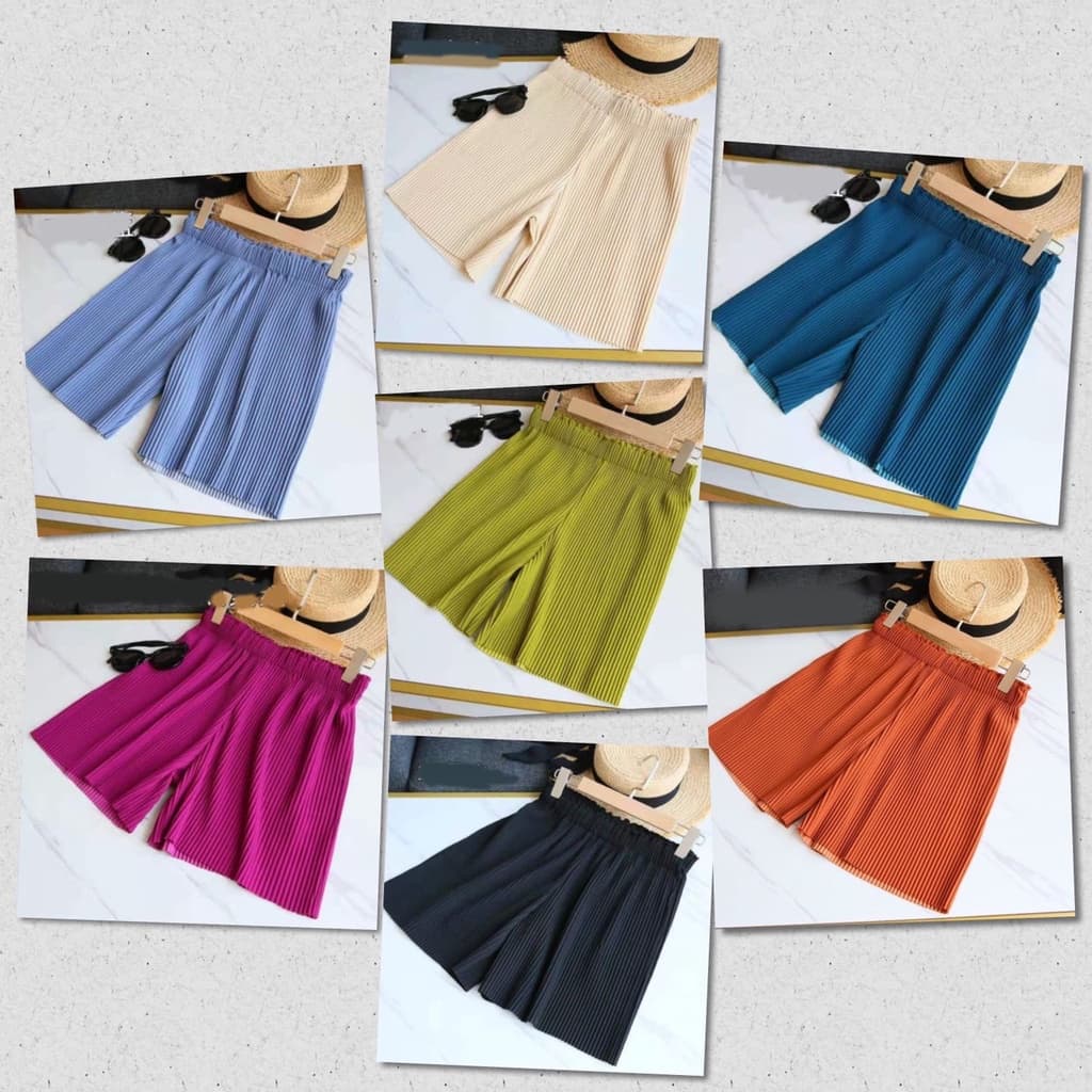 กางเกงพลีทขาสั้น ใส่สบาย อัดกลีบ พริ้วทรงสวย Free size รูปที่ 3