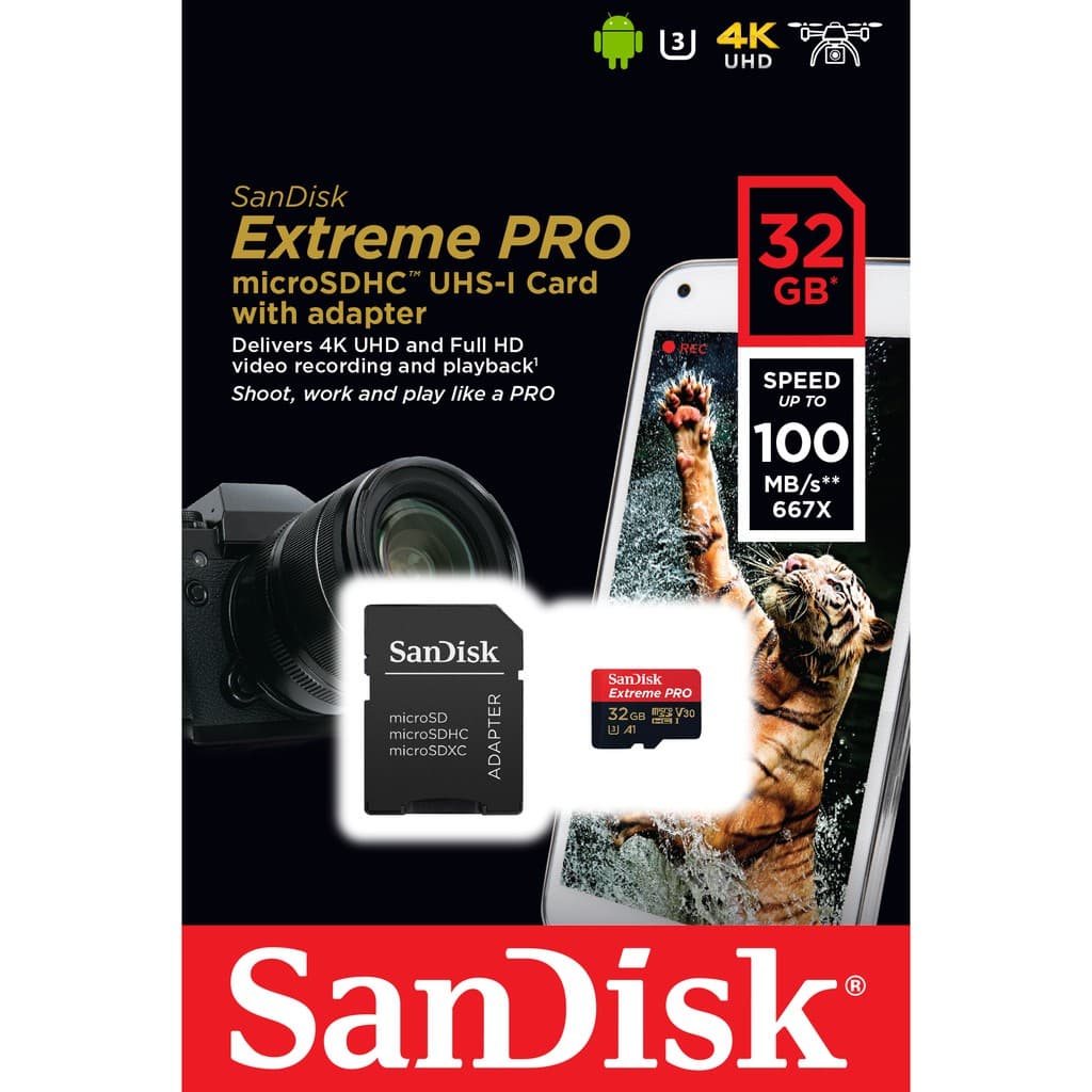 SanDisk Extreme Pro Micro SD Card SDHC 32GB SDXC 64,128,256GB R/W 200/140MB/s Drone รูปที่ 5