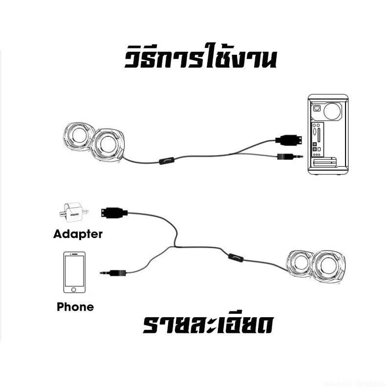 ลำโพงคอม ลำโพงพิวเตอร์ รุ่น A2 LED ลำโพงคอมพิวเตอร์ ลำโพงเบสหนักๆ เบสดีๆ ลำโพง ใช้งานได้กับโน๊ตบุ๊ค แล็ปท็อป รูปที่ 9