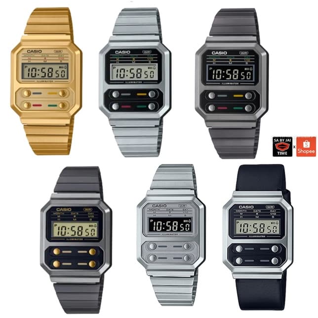 Casio Vintage นาฬิกาข้อมือผู้ชาย/ผู้หญิง รุ่น A100WE A100 A100WEGG แท้ประกันศูนย์ไทย 1 ปี รูปที่ 1