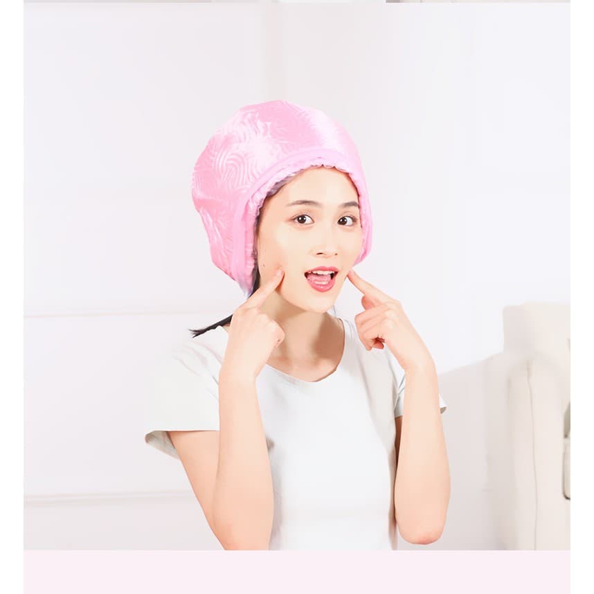 หมวกอบไอน้ำ สีชมพู ระบบไฟฟ้า ที่บ้าน ถนอมเส้นผม รุ่น THERMO CAP TV Electric Heating Hair Thermal Steamer Hair Care SPA รูปที่ 8