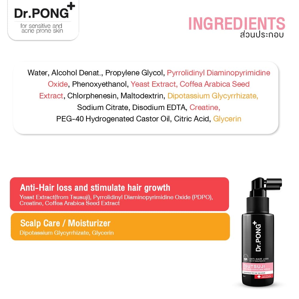 เซรั่มลดผมร่วง Dr.PONG TSUTSUJI HAIR REJUVENATING SERUM - anti-hairloss serum เซรั่มบำรุงผม ลดผมร่วง รูปที่ 8