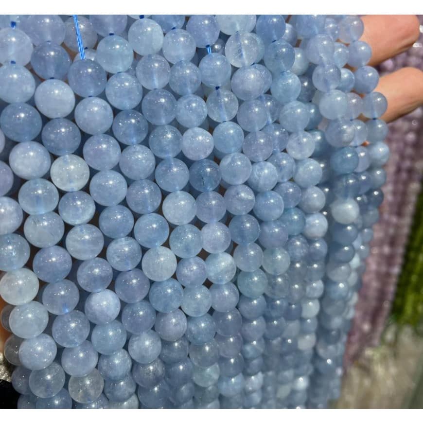ลูกปัดหินอความารีนธรรมชาติ สีฟ้า 4 6 8 10 12 มม. สําหรับทําเครื่องประดับ สร้อยข้อมือ Diy รูปที่ 1