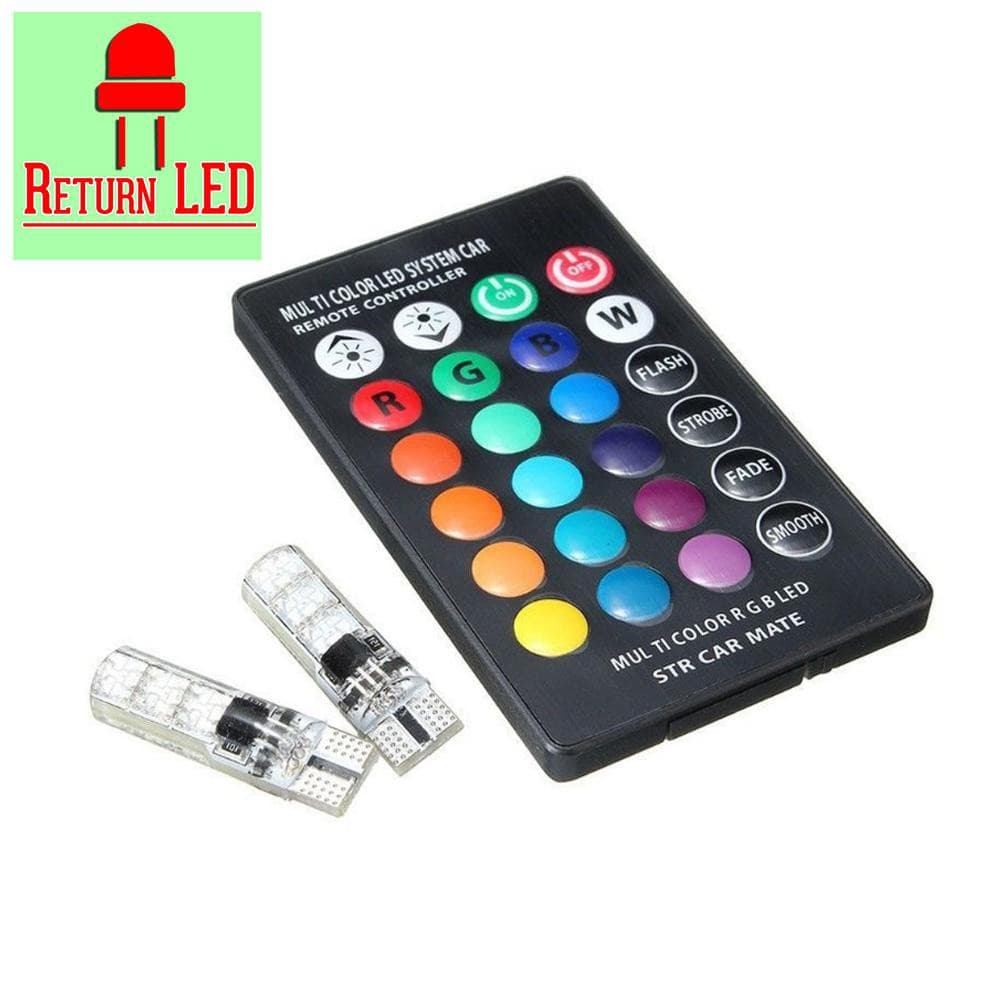 ส่งเร็ว กรุงเทพ LED หลอดไฟหรี่รถยนต์+มอเตอร์ไซร์ เปลี่ยนสีได้ ไฟหรี่7สี17สเต็ป ReturnLED รูปที่ 2