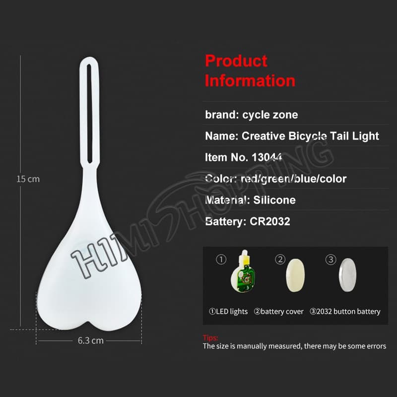 ไฟท้ายจักรยาน LED รูปหัวใจ กันน้ํา ชาร์จ USB 1 ชิ้น รูปที่ 6