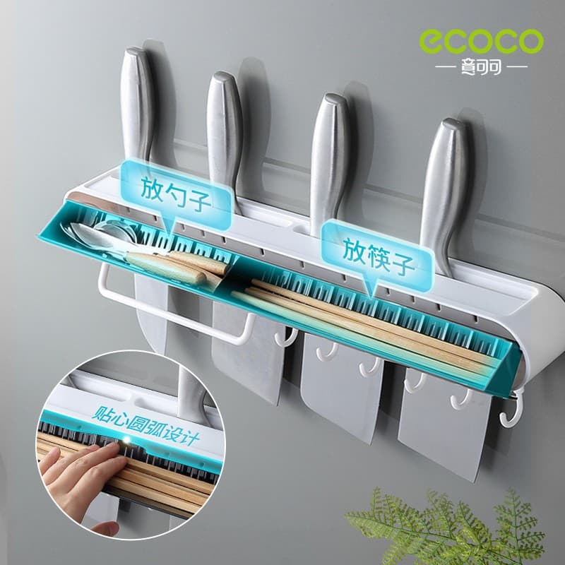 ECOCO ที่ใส่มีดที่ ใส่มีดที่ใส่มีดติดผนัง อุปกรณ์ครัวกรงตะเกียบ ชั้นวางของ ในตัวชั้นเก็บของอเนกประสงค์ รูปที่ 3