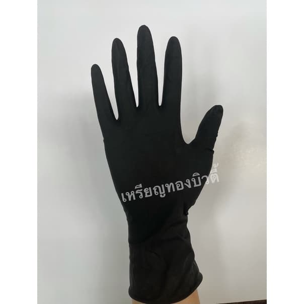 ถุงมือยาง​ สีดำ​ กันสารเคมี แบบอนามัย ทนทาน ยืดหยุ่น ไม่มีแป้ง ขนาด 100 ชิ้น รูปที่ 7
