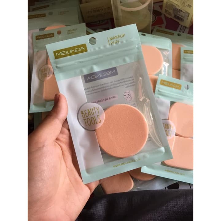 MEILINDA Dual Soft Powder Puff พัฟแต่งหน้า รุ่น แพ็คเดียว หรือคู่ เหลี่ยม กลม รูปที่ 4