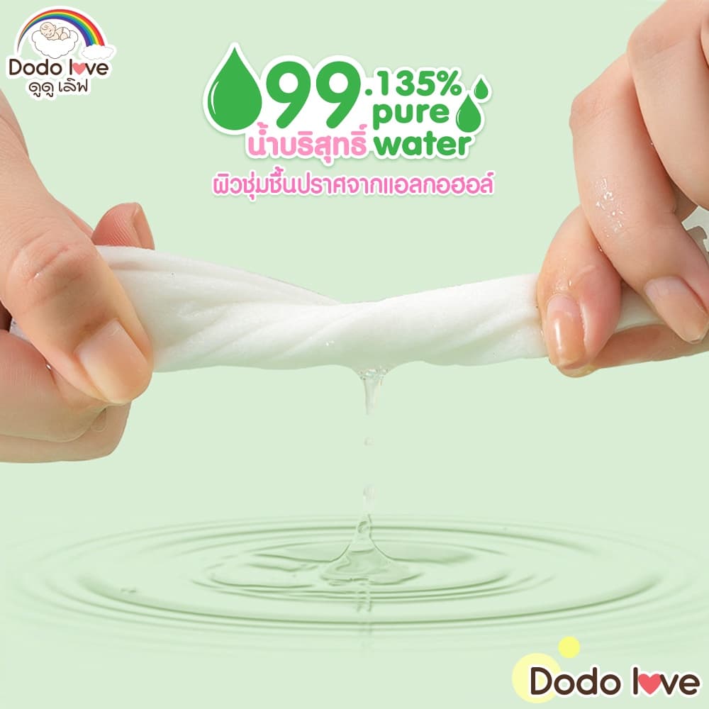 DODOLOVE ทิชชู่เปียก Baby Wipes ผ้าเช็ดทำความสะอาดสำหรับเด็ก อ่อนโยน ปราศจากแอลกอฮอล์ รูปที่ 6