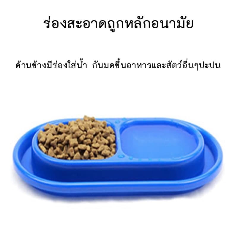 AL-222 ชามกันมด ชาม2หลุม ชามข้าวสุนัข หมา แมว ที่ให้อาหาร ที่ให้น้ำสัตว์เลี้ยง รูปที่ 3