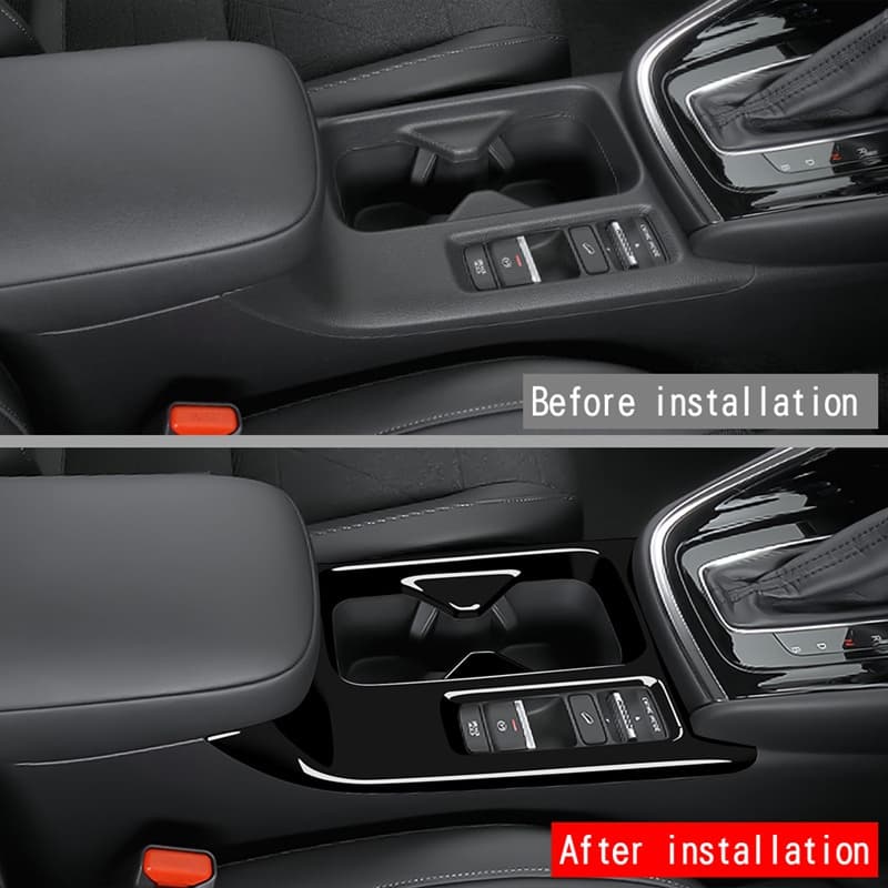 รถเคลือบเงาสีดําคอนโซลกลางถ้วยน้ําผู้ถือตกแต่งฝาครอบสติกเกอร์ Trim สําหรับ Honda HRV HR-V Vezel 2021 2022 RHD รูปที่ 4