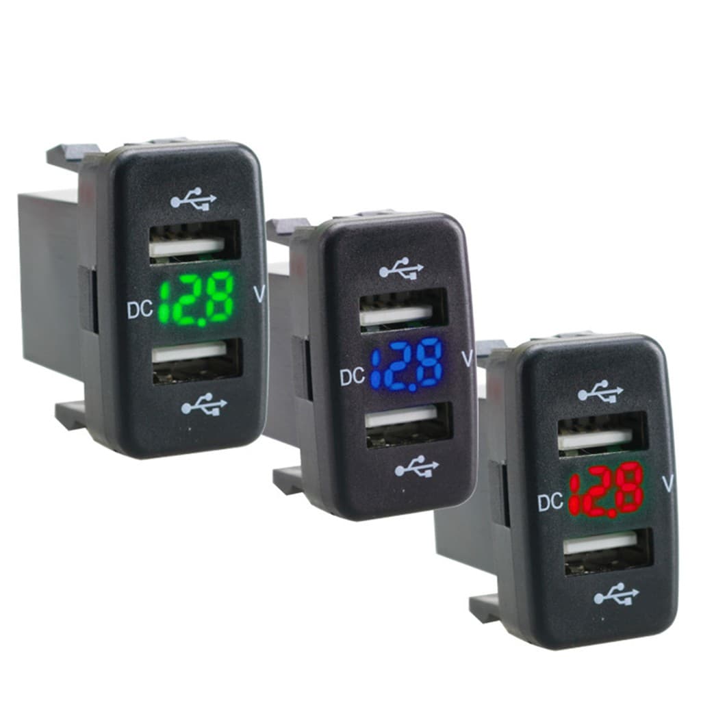 12V-24V รถ 4.2A พอร์ต USB แบบคู่ซ็อกเก็ตเครื่องชาร์จโวลต์มิเตอร์ปลั๊กไฟสำหรับ Toyota รูปที่ 6