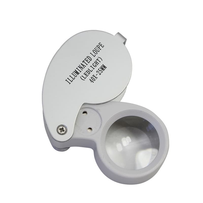 40X25 มิลลิเมตรแก้ว Jeweler แว่นขยายแว่นขยายเครื่องประดับแว่นตา Loupe ในตัวไฟ LED รูปที่ 3