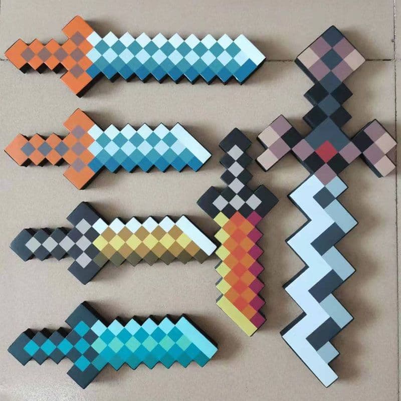 Minecraft เกม EVA โฟมเพชร Pickaxe ขวาน Hamaxe ดาบของเล่นเด็กของขวัญ Action Figure ของเล่นคอสเพลย์ Props ของขวัญ รูปที่ 2