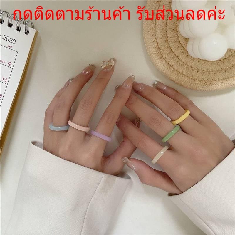 ขั้นต่ำสั่ง 2ชิ้นไม่ถึงขอยกเลิกค่ะแหวนเรซิ่นกลมหลากสี17มม 1ชิ้น แหวนอะคลิลิค แหวนพาสเทล แหวนแฟชั่น เครื่องประดับ R10 รูปที่ 1