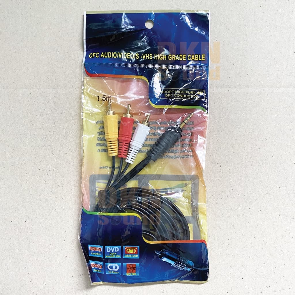 ถูกที่สุด! สาย 3RCA-1TR ยาว 1.5 เมตร สายหนา 2.5 มิล ราคาต่อเส้น DKN Sound สาย 3 ออก 1 สาย AV 1 ออก 3 รูปที่ 3