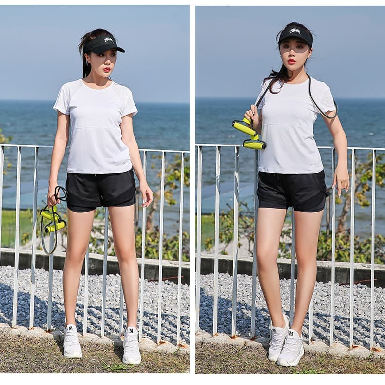 กางเกงวิ่งขาสั้นผู้หญิง ไซส์ใหญ่ คนอ้วน สาวอวบ พลัสไซส์ ออกกำลังกาย มีซับใน กระเป๋าข้าง iRunmall #PS39 รูปที่ 8