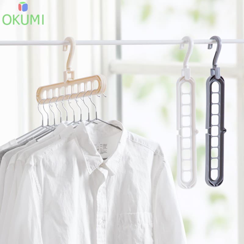 OKUMI_SHOP ไม้แขวนผ้า ไม้แขวนเสื้อ 9 ช่อง แบบประหยัดพื้นที่ รูปที่ 5