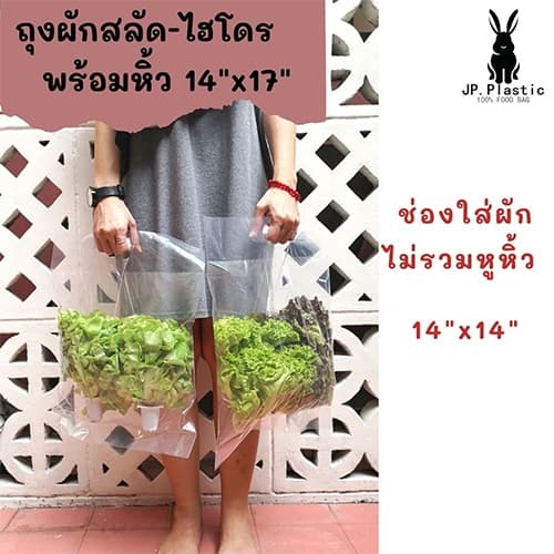 ถุงผักสลัด บรรจุผัก SaLad ผักสลัดไฮโดร พร้อมหิ้ว ใช้คู่กับเครื่องซีล เนื้อพีอีPE LL ใส แช่แข็งได้ PE เหนียว นุ่ม รูปที่ 7