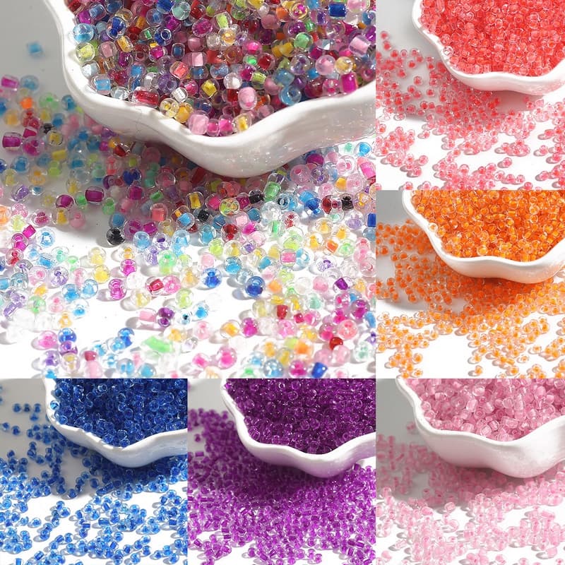 ลูกปัดแก้วเชคใสสีข้างในทรง Seed Spacer ขนาด 2/3/4 มม. สำหรับงานเครื่องประดับ รูปที่ 4