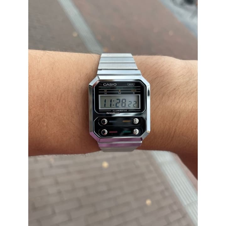 Casio Vintage นาฬิกาข้อมือผู้ชาย/ผู้หญิง รุ่น A100WE A100 A100WEGG แท้ประกันศูนย์ไทย 1 ปี รูปที่ 3