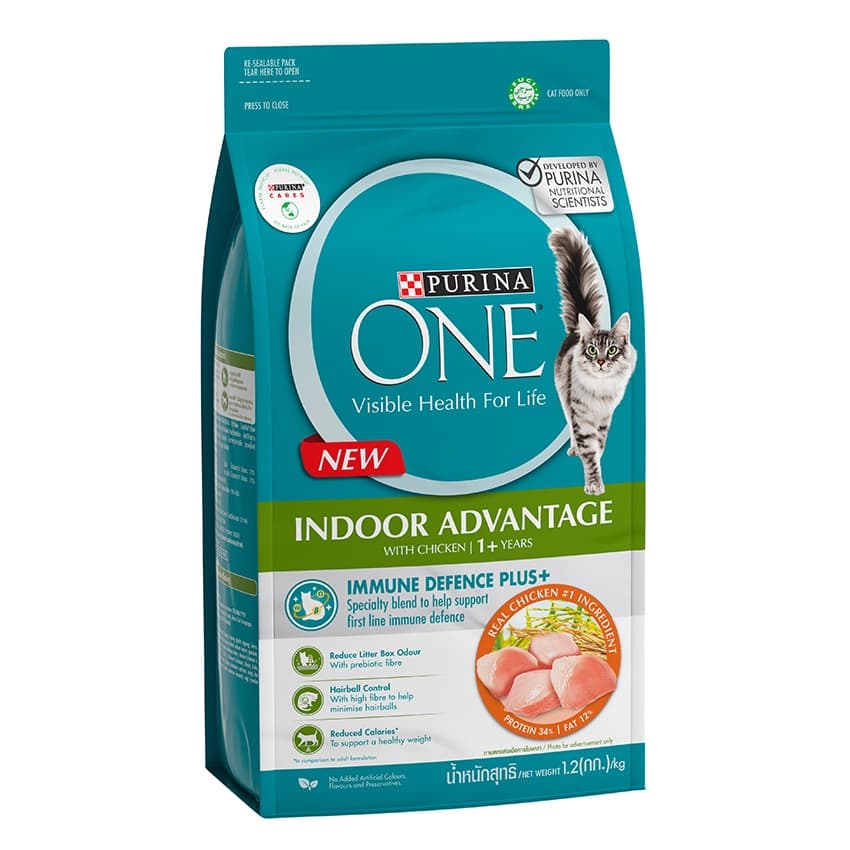เพียวริน่าวัน อินดอร์ อาหารสำหรับแมวโต ชนิดเม็ด สูตรแมวในบ้าน 1.2 กก. PURINA ONE ADULT INDOOR ADVANTAGE CHICKEN CAT FOOD รูปที่ 5