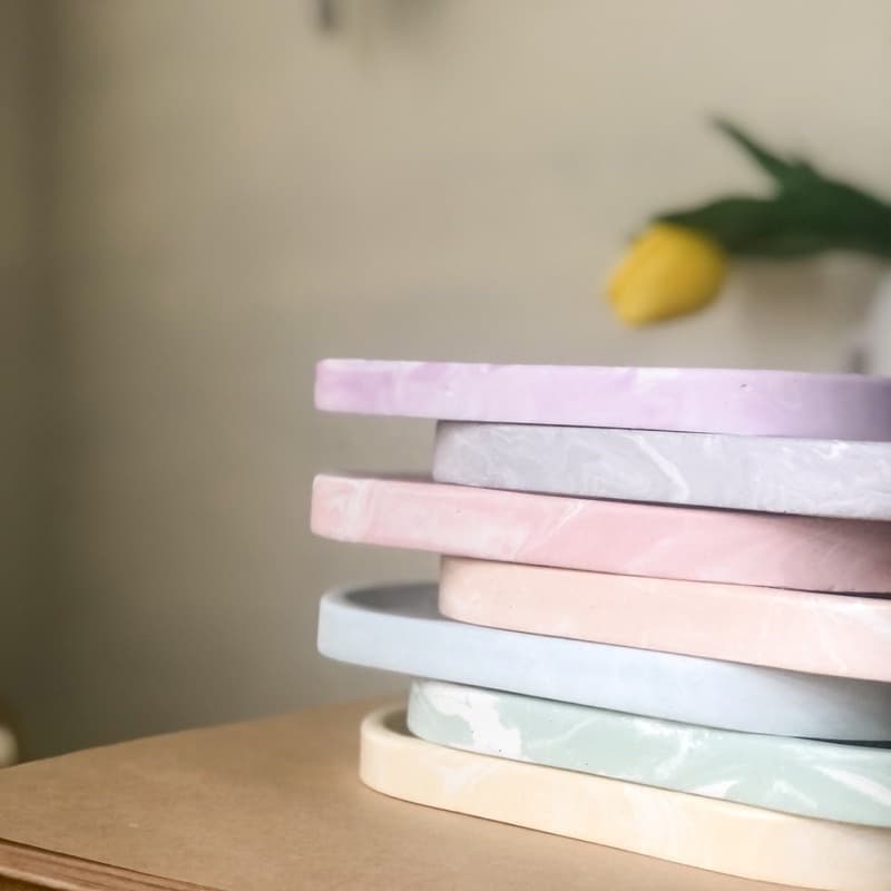 ถาดทรงรี ลายหินอ่อน 8 สี ถาดวางเครื่องประดับ วางเทียนหอม พรอพแต่งห้อง รูปที่ 2
