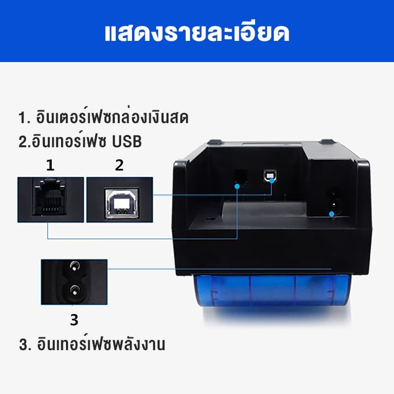 เครื่องพิมพ์ใบเสร็จ เครื่องปริ้นGrabfood loyverse POS Foodpandaเครื่องพิมพ์ความร้อนBluetoothไม่ต้องใช้หมึก รูปที่ 5