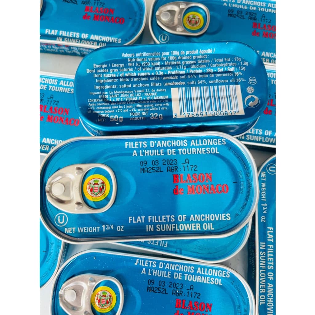 ปลาแองโชวี่ ดองในน้ำมันทานตะวัน ขนาด 50 กรัม Anchovies In Soya Oil 50 g BLASON DE MONACO รูปที่ 4